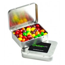RECTANGLE HINGE TIN FILLLED WITH SKITTLES 65G
